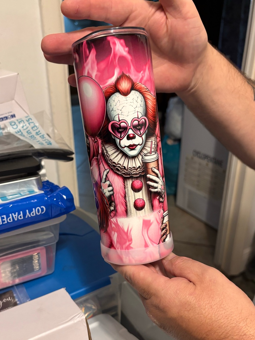 Pink Clown Graphic Tumbler